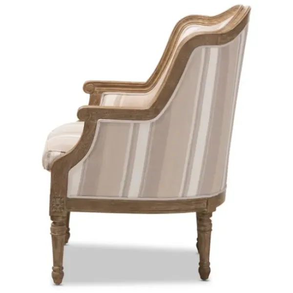 Accent Chairs-Kirkland's Home Brown Striped Upholstered Accent Chair Brown/Tan/White