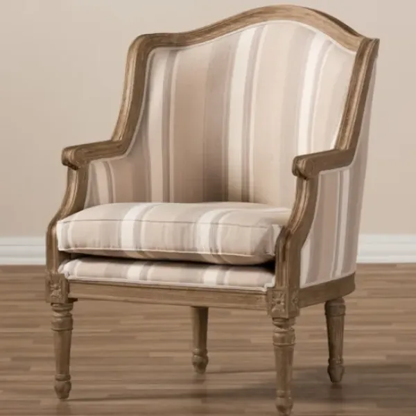 Accent Chairs-Kirkland's Home Brown Striped Upholstered Accent Chair Brown/Tan/White