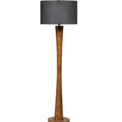 Floor Lamps-Kirkland's Home Brown Tapered Base Velvet Shade Floor Lamp Gray