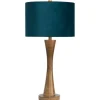 Table Lamps-Kirkland's Home Brown Tapered Base Velvet Shade Table Lamp Blue