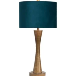 Table Lamps-Kirkland's Home Brown Tapered Base Velvet Shade Table Lamp Blue