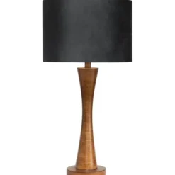 Table Lamps-Kirkland's Home Brown Tapered Base Velvet Shade Table Lamp Gray