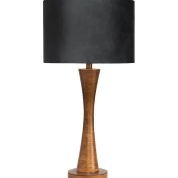 Table Lamps-Kirkland's Home Brown Tapered Base Velvet Shade Table Lamp Gray