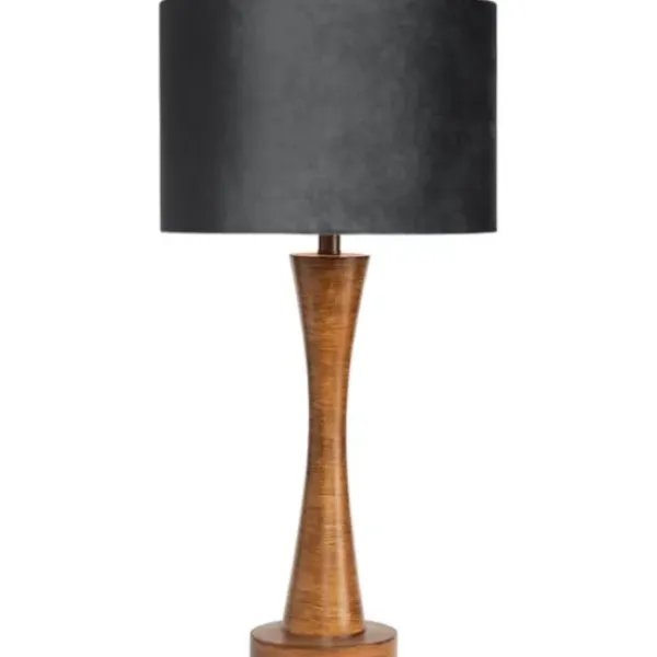 Table Lamps-Kirkland's Home Brown Tapered Base Velvet Shade Table Lamp Gray