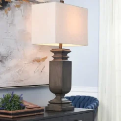 Table Lamps-Kirkland's Home Brown Traditional Rectangular Table Lamp Brown/Tan