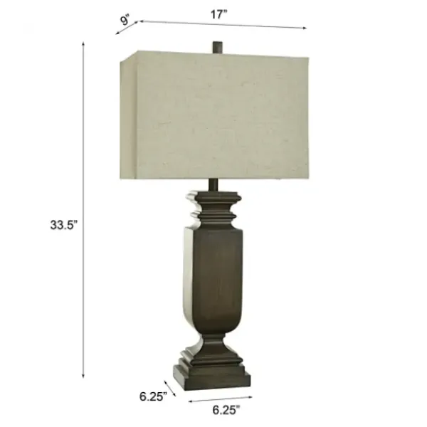 Table Lamps-Kirkland's Home Brown Traditional Rectangular Table Lamp Brown/Tan