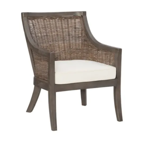 Accent Chairs-Kirkland's Home Brown Wicker Wood Curved Back Accent Chair White
