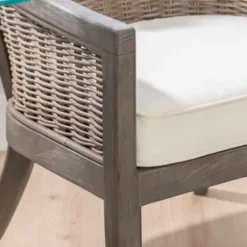 Accent Chairs-Kirkland's Home Brown Wicker Wood Curved Back Accent Chair White