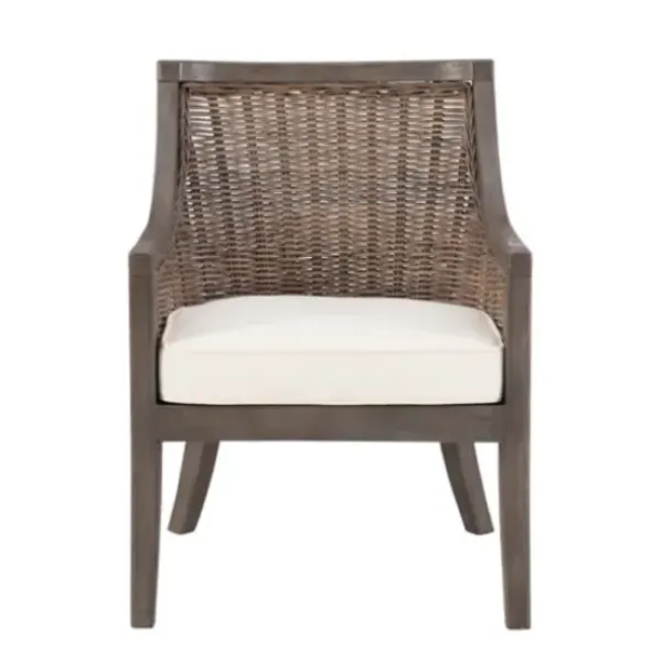 Accent Chairs-Kirkland's Home Brown Wicker Wood Curved Back Accent Chair White