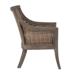 Accent Chairs-Kirkland's Home Brown Wicker Wood Curved Back Accent Chair White