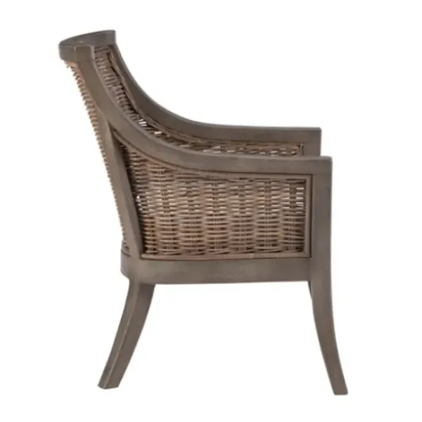 Accent Chairs-Kirkland's Home Brown Wicker Wood Curved Back Accent Chair White