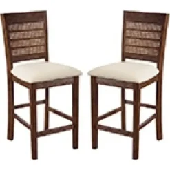 Bar Stools & Counter Height Stools-Kirkland's Home Brown Wilbur Cane Back Counter Stools, Set Of 2 Brown/White