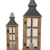 Lanterns-Kirkland's Home Brown Windowpane Mesh Lanterns, Set Of 2 Brown/Black