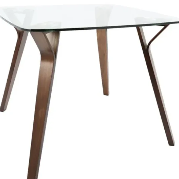 Dining Tables-Kirkland's Home Brown Wood & Glass Midcentury Modern Dining Table Brown/Clear
