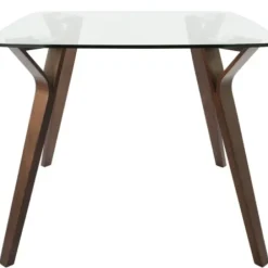 Dining Tables-Kirkland's Home Brown Wood & Glass Midcentury Modern Dining Table Brown/Clear
