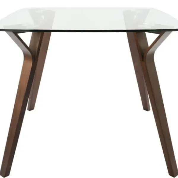 Dining Tables-Kirkland's Home Brown Wood & Glass Midcentury Modern Dining Table Brown/Clear