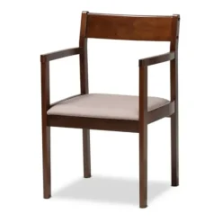 Dining Tables-Kirkland's Home Brown Wood And Beige Upholstered 7-Pc. Dining Set Gray