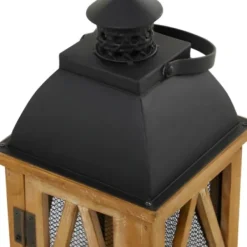 Lanterns-Kirkland's Home Brown Wood And Black Mesh Lanterns, Set Of 2 Brown/Black