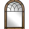 Decorative Mirrors-Kirkland's Home Brown Wood And Black Metal Arch Frame Mirror