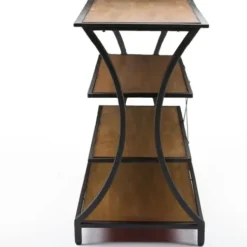 Console Tables-Kirkland's Home Brown Wood And Curved Metal 4-Tier Console Table