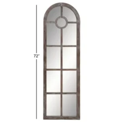 Decorative Mirrors-Kirkland's Home Brown Wood And Glass Arched Windowpane Mirror