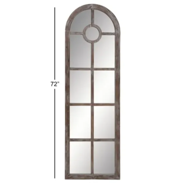 Decorative Mirrors-Kirkland's Home Brown Wood And Glass Arched Windowpane Mirror