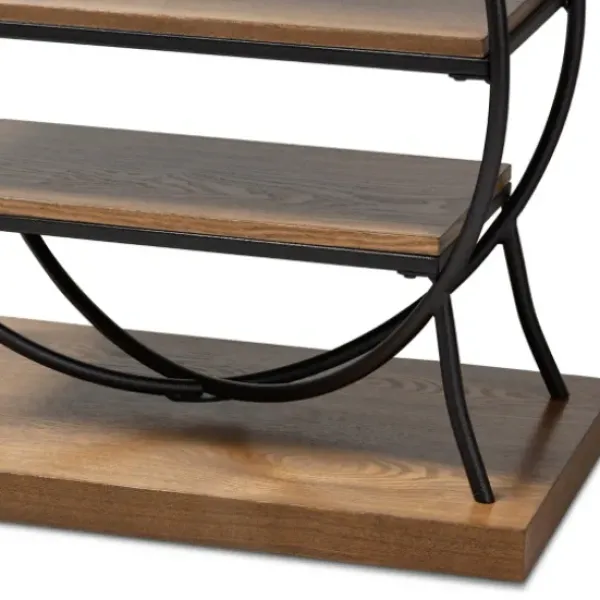 Console Tables-Kirkland's Home Brown Wood And Metal Circle Center Console Table