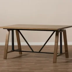Office Furniture-Kirkland's Home Brown Wood And Metal Linear Base Desk
