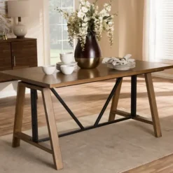 Office Furniture-Kirkland's Home Brown Wood And Metal Linear Base Desk