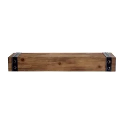 Shelves-Kirkland's Home Brown Wood And Metal Shelf, 24 In.