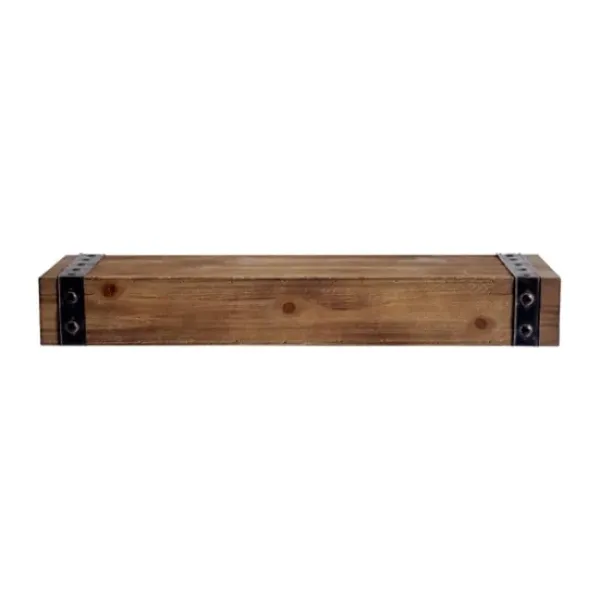 Shelves-Kirkland's Home Brown Wood And Metal Shelf, 24 In.
