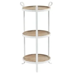 Accent & End Tables-Kirkland's Home Brown Wood And Metal 3-Tier Side Table White