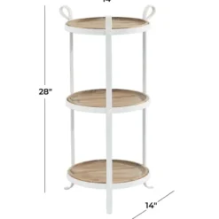 Accent & End Tables-Kirkland's Home Brown Wood And Metal 3-Tier Side Table White