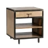 Accent & End Tables-Kirkland's Home Brown Wood And Metal Trim Single Drawer Side Table Brown/Black