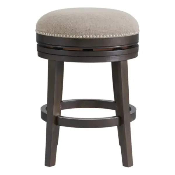 Bar Stools & Counter Height Stools-Kirkland's Home Brown Wood Backless Swivel Counter Stool Gray