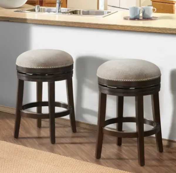 Bar Stools & Counter Height Stools-Kirkland's Home Brown Wood Backless Swivel 2-Pc. Counter Stool Set Gray