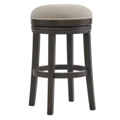 Bar Stools & Counter Height Stools-Kirkland's Home Brown Wood Backless Swivel Bar Stool Gray