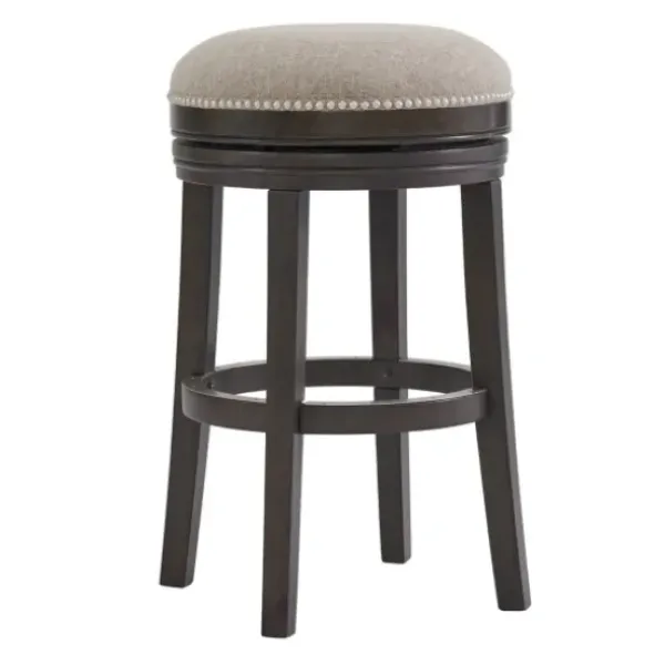 Bar Stools & Counter Height Stools-Kirkland's Home Brown Wood Backless Swivel Bar Stool Gray
