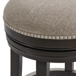 Bar Stools & Counter Height Stools-Kirkland's Home Brown Wood Backless Swivel Bar Stool Gray