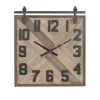 Clocks-Kirkland's Home Brown Wood Black Metal Accent Square Wall Clock