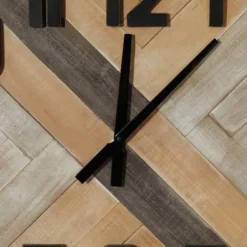Clocks-Kirkland's Home Brown Wood Black Metal Accent Square Wall Clock