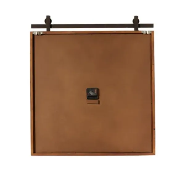 Clocks-Kirkland's Home Brown Wood Black Metal Accent Square Wall Clock