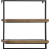 Shelves-Kirkland's Home Brown Wood Black Metal Frame Wall Shelves