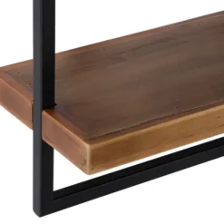 Shelves-Kirkland's Home Brown Wood Black Metal Frame Wall Shelves
