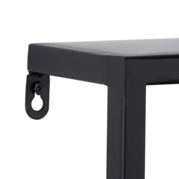 Shelves-Kirkland's Home Brown Wood Black Metal Frame Wall Shelves