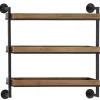 Shelves-Kirkland's Home Brown Wood Black Metal Pipe Frame Wall Shelf