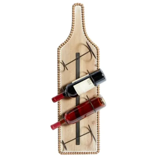 Wall Storage-Kirkland's Home Brown Wood Bottle Frame Metal Bracket Wine Holder