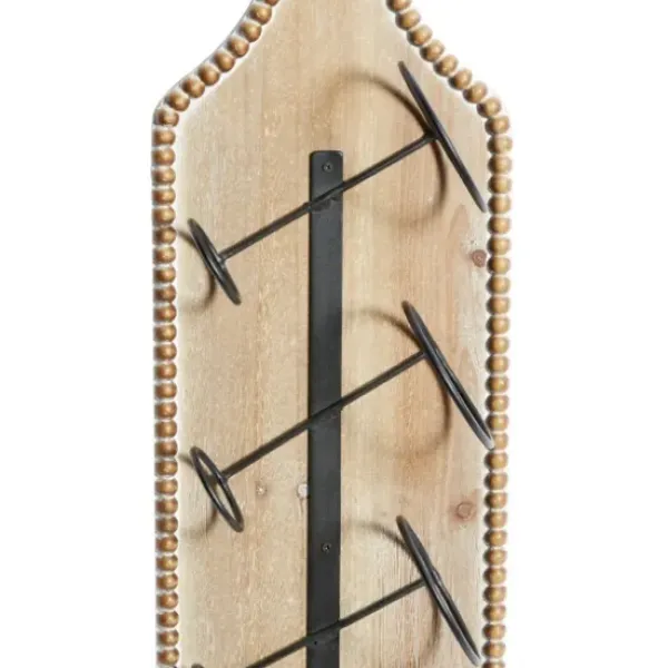 Wall Storage-Kirkland's Home Brown Wood Bottle Frame Metal Bracket Wine Holder