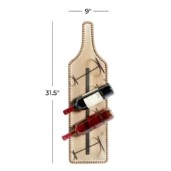 Wall Storage-Kirkland's Home Brown Wood Bottle Frame Metal Bracket Wine Holder