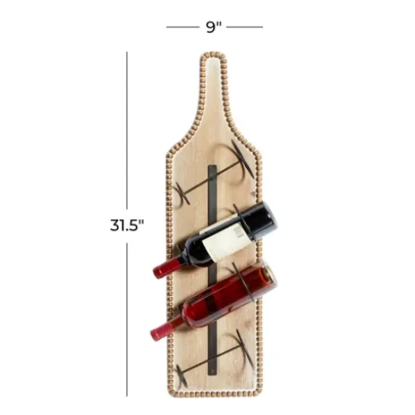 Wall Storage-Kirkland's Home Brown Wood Bottle Frame Metal Bracket Wine Holder